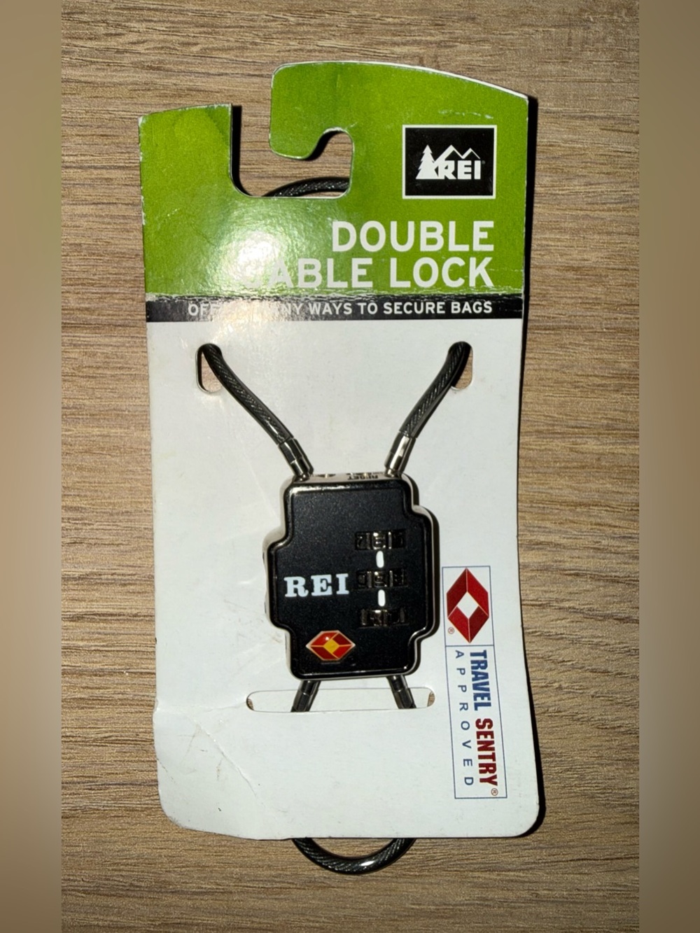 NWT REI Double Cable Lock in Black - Travel Sentry Approved. Brand New!